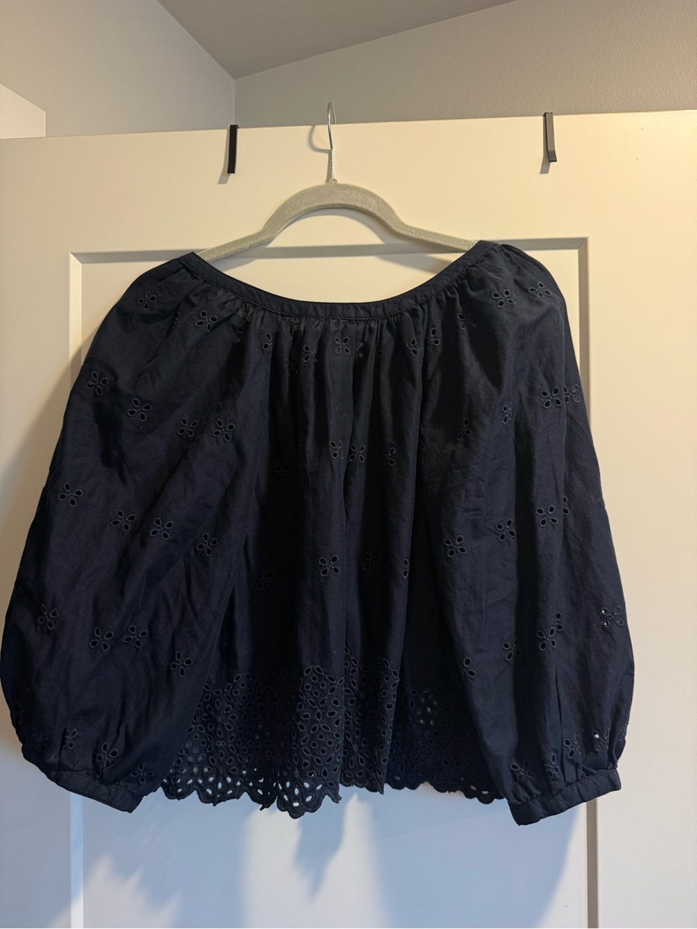 Old Navy Navy Eyelet Peasant Top